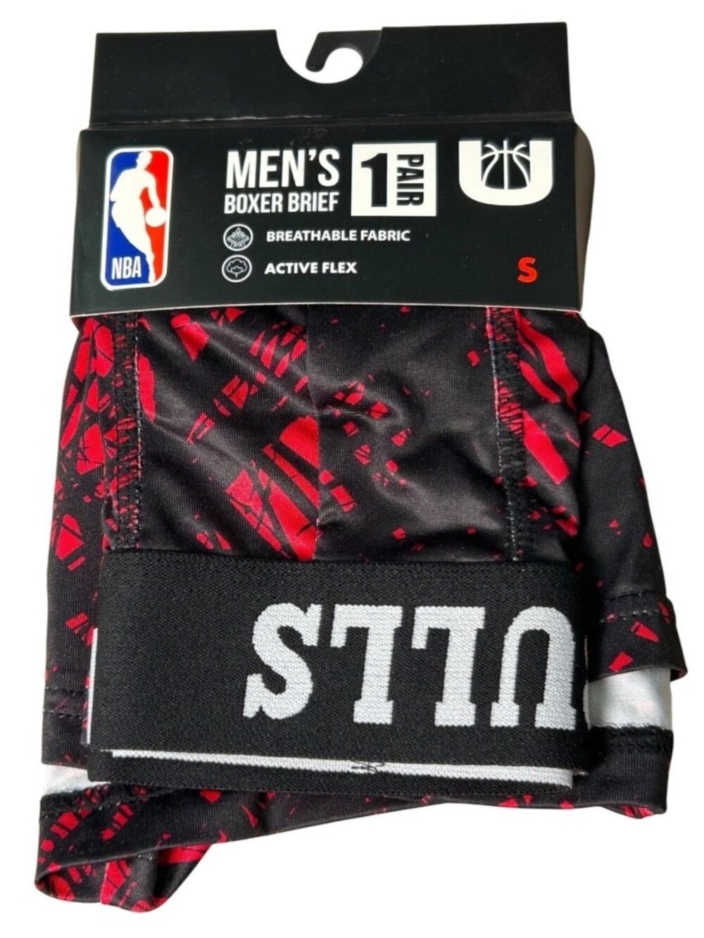 NEW Chicago Bulls Boxer Brief Shorts NBA Mens Size Small Red & Black Logo 1 Pair